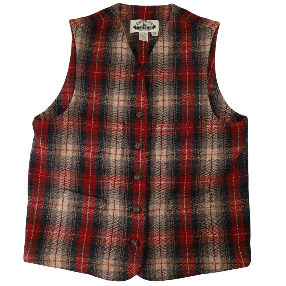 Vintage Eddie Bauer Legends Shadow Plaid Wool Vest